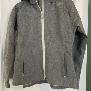 Ariat, heathered gray, rain jacket.